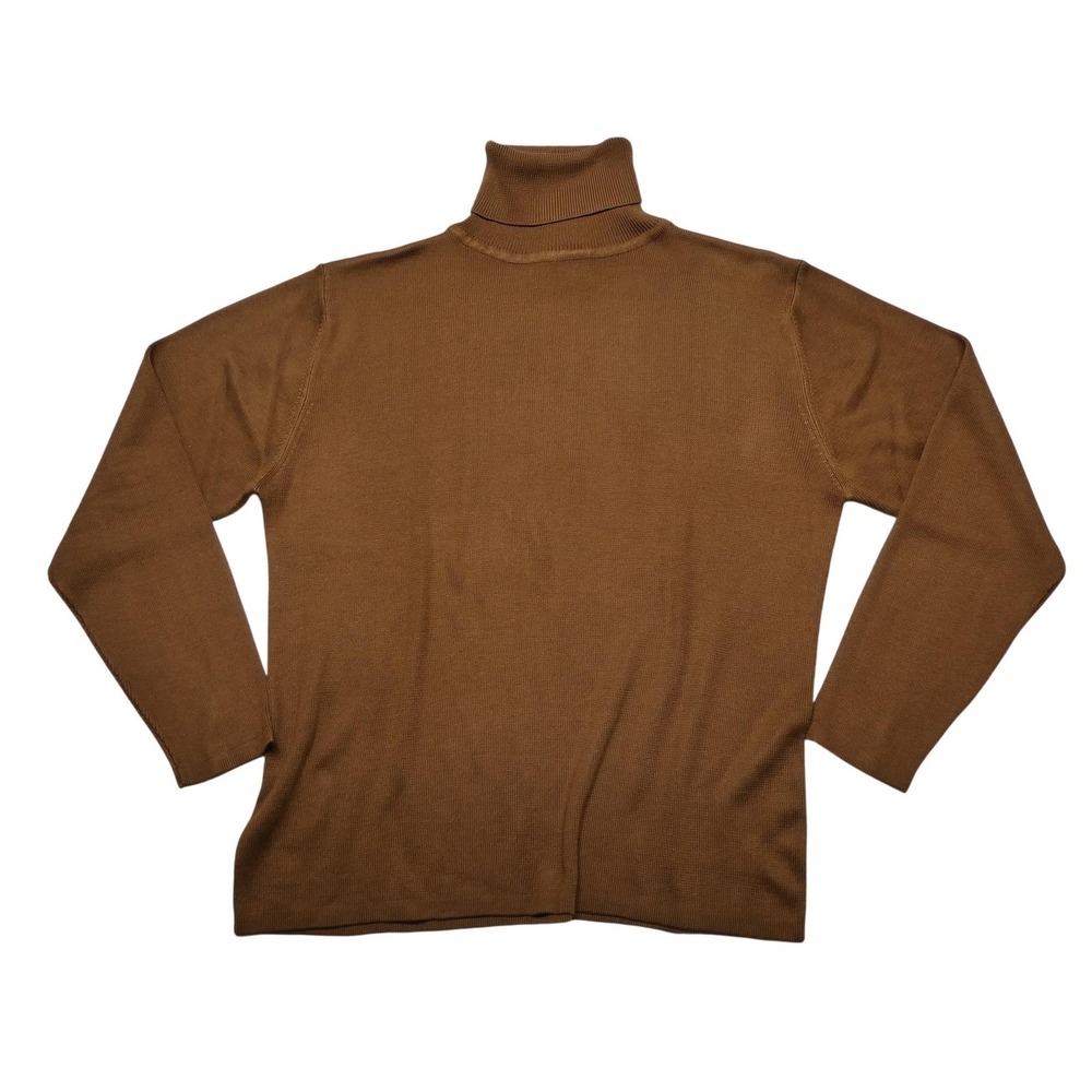 Mark Shale Sweater Womens Medium Brown 100% Silk Turtleneck Knit Pullover